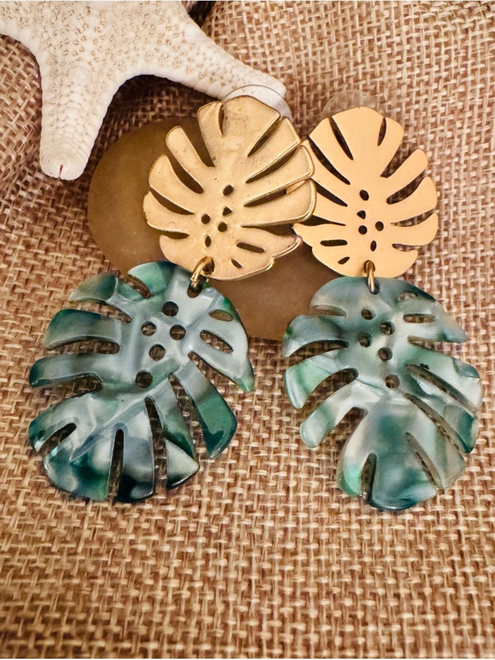 House of Harlow 1960 Monstera Leaf Drop Earrings